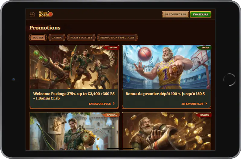 Bonus sur l’Application Mobile Wild Robin France