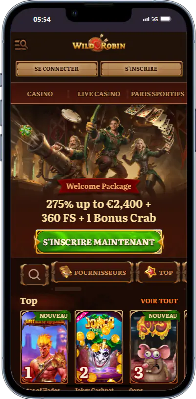 Jeux sur Wild Robin Casino Application Wild Robin France